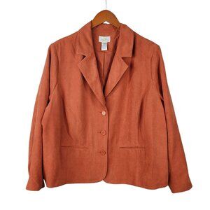 Studio Works Ultra Suede Jacket Coat Plus Size 24 24W Velvety 3X Orange Blazer